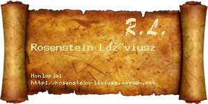 Rosenstein Líviusz névjegykártya