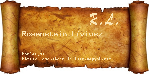 Rosenstein Líviusz névjegykártya